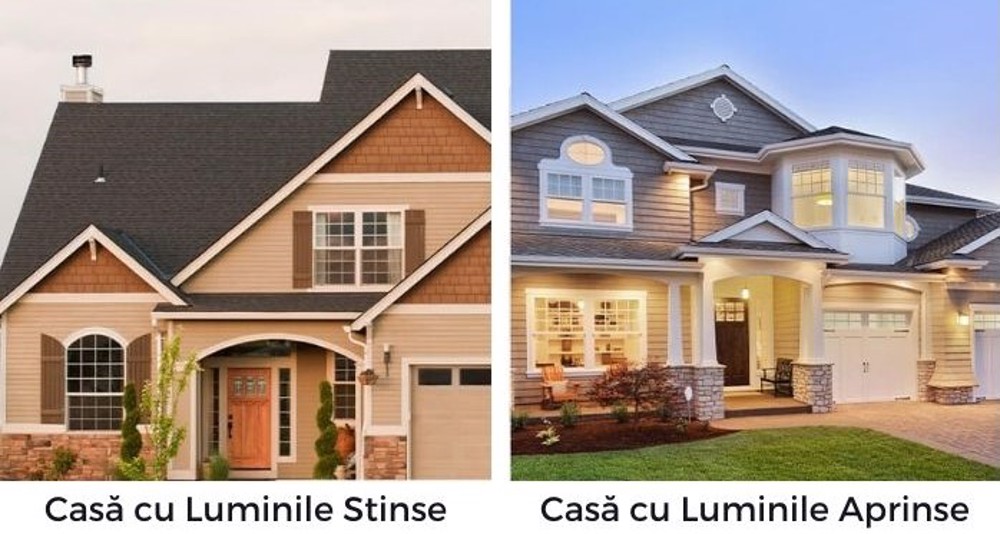 casa cu luminile stinse, casa cu luminile aprinse