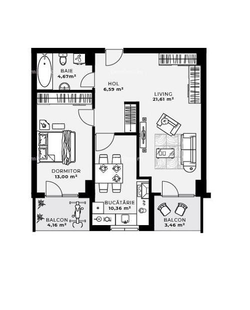 Vanzare Apartament 2-3 Camere, Etaj Intermediar, Semifinisat, Bloc Nou, Parcare