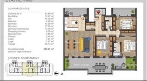 Vanzare Apartament Penthouse 4 Camere, 2 Bai, Semifinisat, Terasa, Parcari